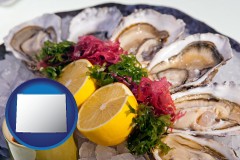 wyoming map icon and raw bar oysters